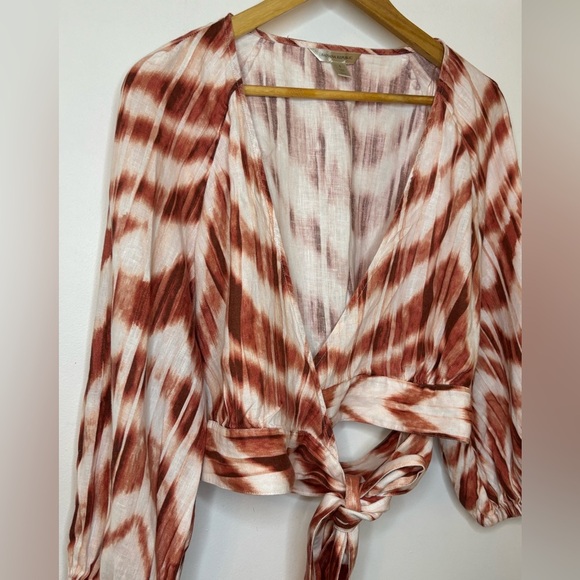 Banana Republic Linen Puff Sleeve StripeDyed Wrap Top - Picture 9 of 9